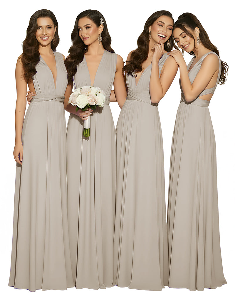 Multiway Wrap Infinity Dress With Pockets Regular Plus size Wedding Bridal Party Bridemaids Gowntaupe 