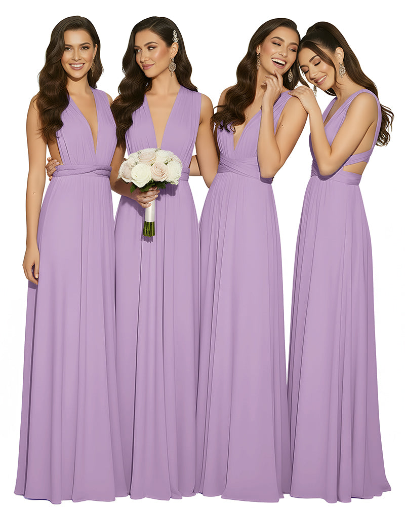 Multiway Wrap Infinity Dress With Pockets Regular Plus size Wedding Bridal Party Bridemaids Gownwisteria mauve 