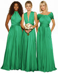 Multiway Wrap Maxi Gown Infinity Dress with Pockets Regular Plus size Wedding Bridal Party Bridemaids Gown emerald 