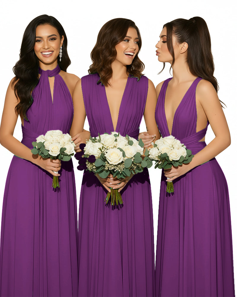 Convertible Multiway Wrap Maxi Infinity Dress with Pockets Regular Plus size Wedding Bridal Party Bridemaids Gowngrape 