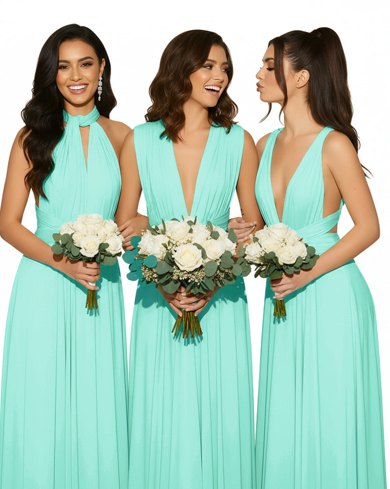 Convertible Multiway Wrap Maxi Infinity Dress with Pockets Regular Plus size Wedding Bridal Party Bridemaids Gownsage 
