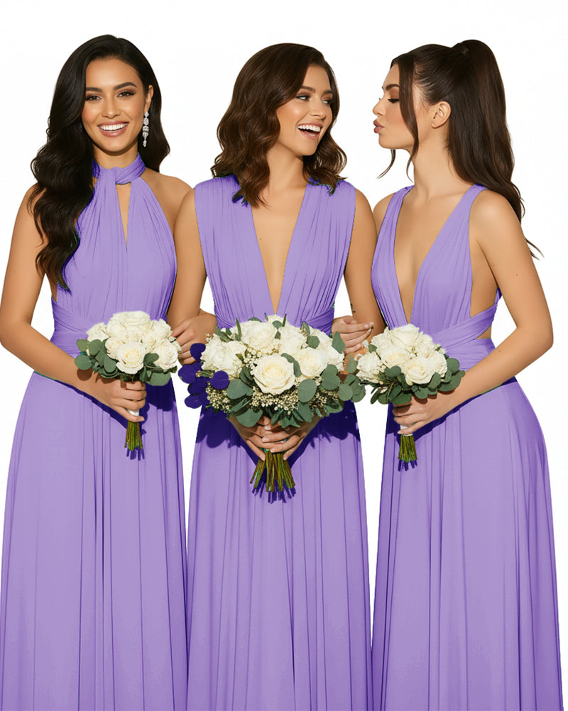 Convertible Multiway Wrap Maxi Infinity Dress with Pockets Regular Plus size Wedding Bridal Party Bridemaids Gown