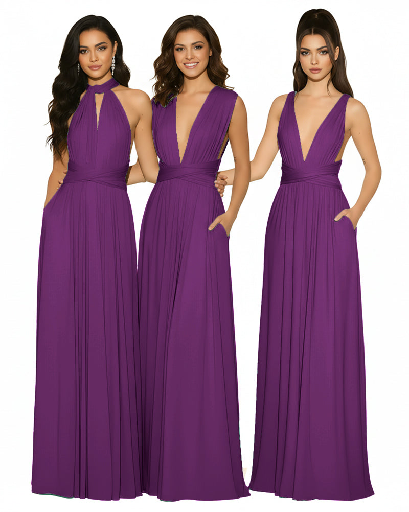 Multiway Bridesmaid Convertible Infinity Dress With Pockets Regular Plus size Wedding Bridal Party Bridemaids Gowngrape 