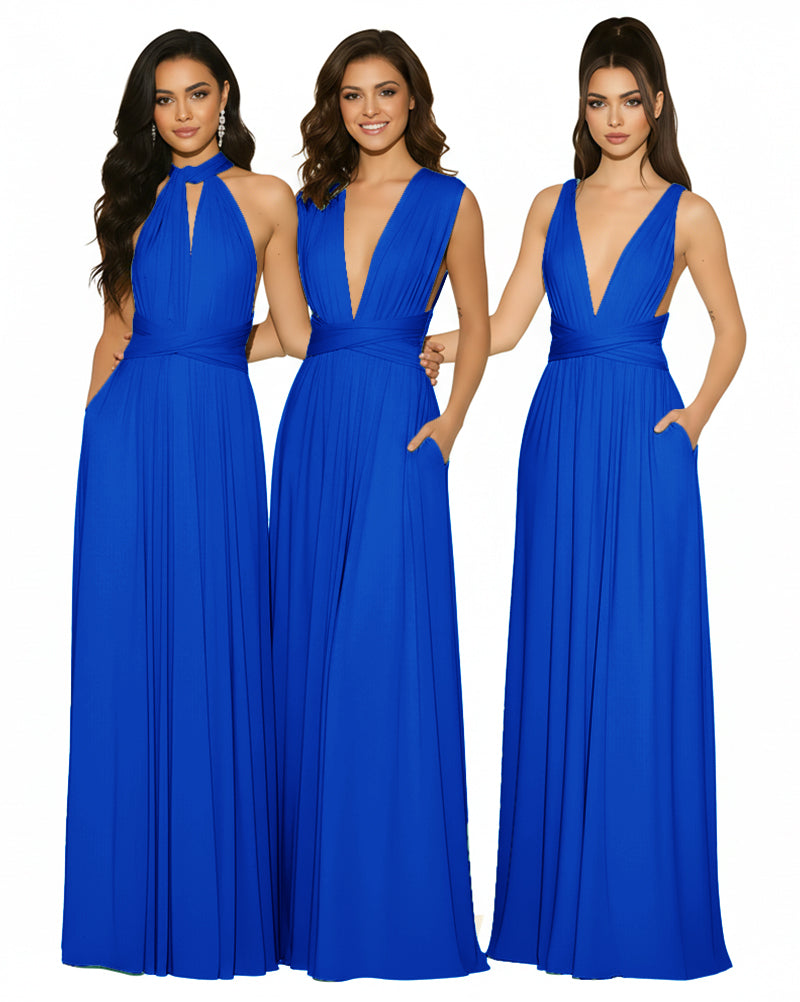 Multiway Bridesmaid Convertible Infinity Dress With Pockets Regular Plus size Wedding Bridal Party Bridemaids Gownroyal blue 