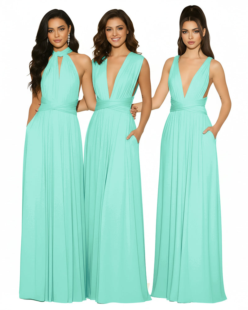 Multiway Bridesmaid Convertible Infinity Dress With Pockets Regular Plus size Wedding Bridal Party Bridemaids Gownsage 