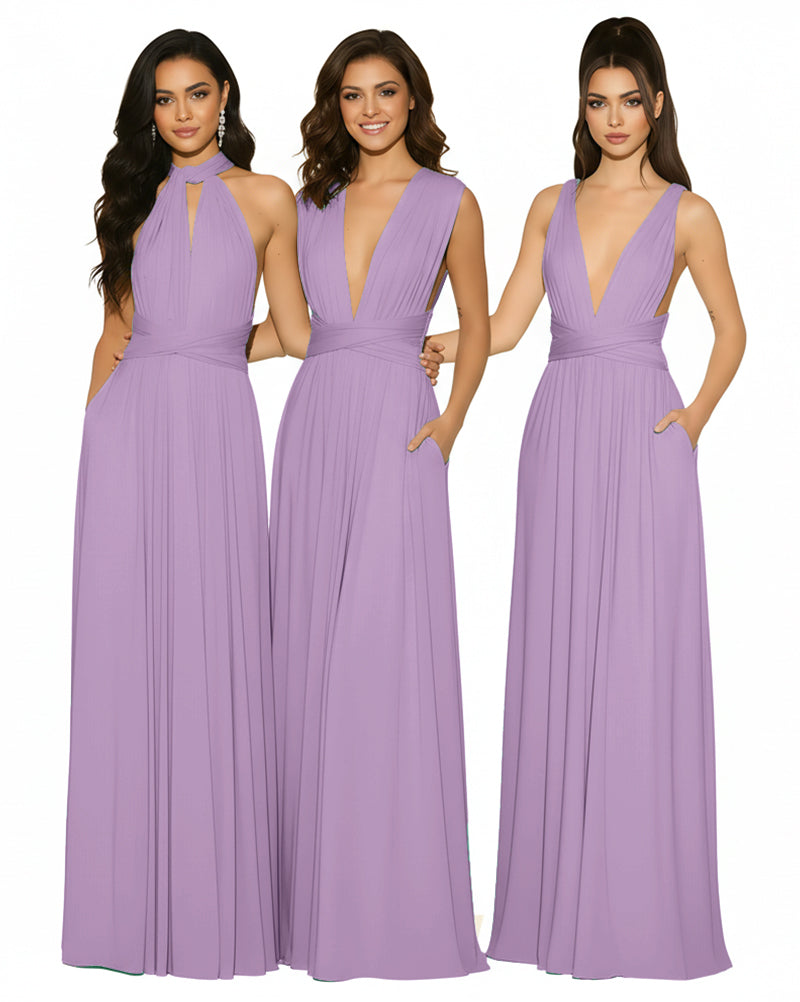 Multiway Bridesmaid Convertible Infinity Dress With Pockets Regular Plus size Wedding Bridal Party Bridemaids Gownwisteria mauve 