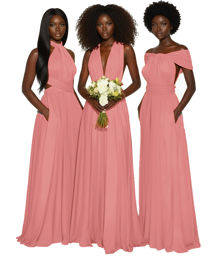 Convertible Multiway Infinity dress With Pockets Regular Plus size Wedding Bridal Party Bridemaids Gown blushing pink 