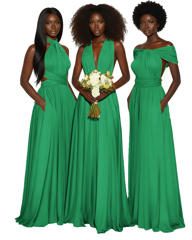 Convertible Multiway Infinity dress With Pockets Regular Plus size Wedding Bridal Party Bridemaids Gown emerald 