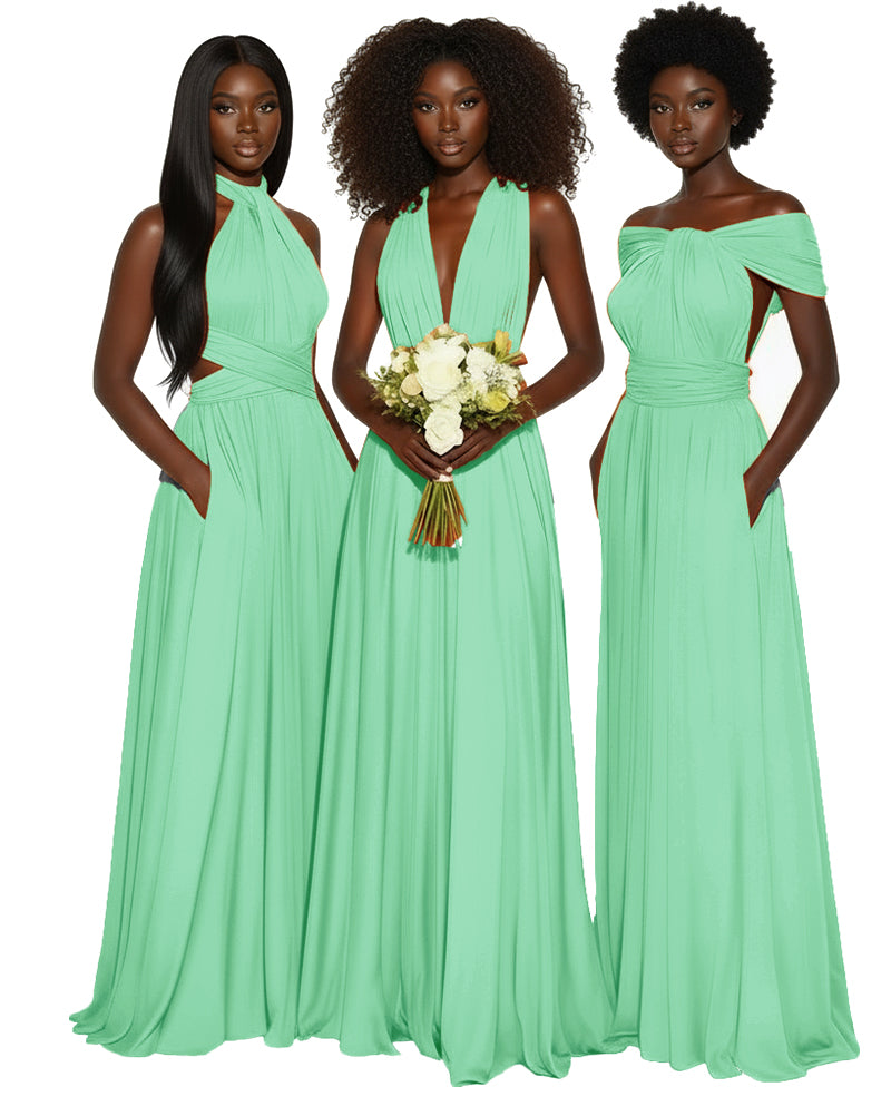 Convertible Multiway Infinity dress With Pockets Regular Plus size Wedding Bridal Party Bridemaids Gown mint green 