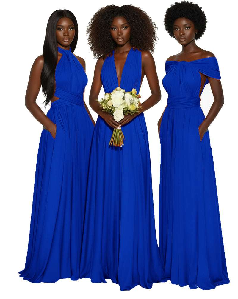 Convertible Multiway Infinity dress With Pockets Regular Plus size Wedding Bridal Party Bridemaids Gown royal blue 
