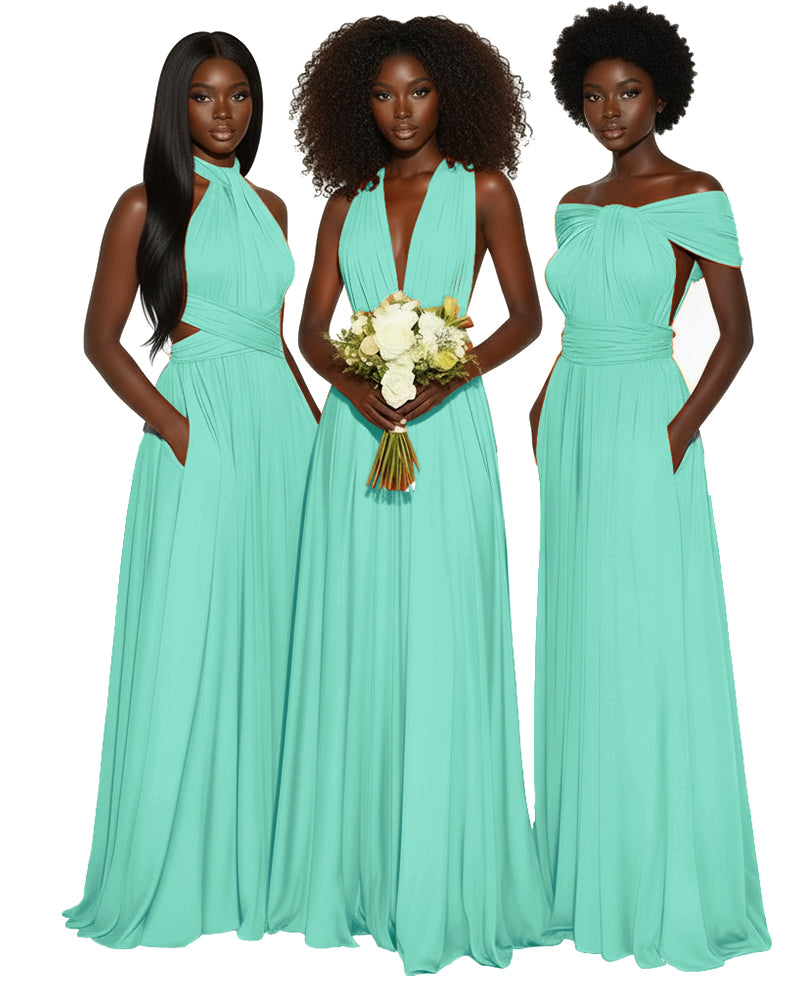Convertible Multiway Infinity dress With Pockets Regular Plus size Wedding Bridal Party Bridemaids Gown sage 