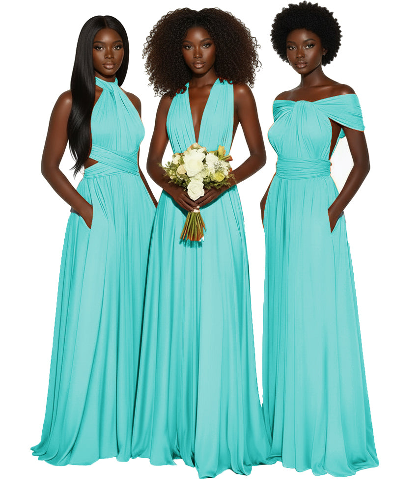 Convertible Multiway Infinity dress With Pockets Regular Plus size Wedding Bridal Party Bridemaids Gown turquoise 
