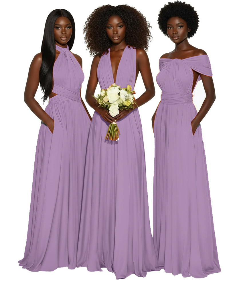 Convertible Multiway Infinity dress With Pockets Regular Plus size Wedding Bridal Party Bridemaids Gown wisteria mauve 