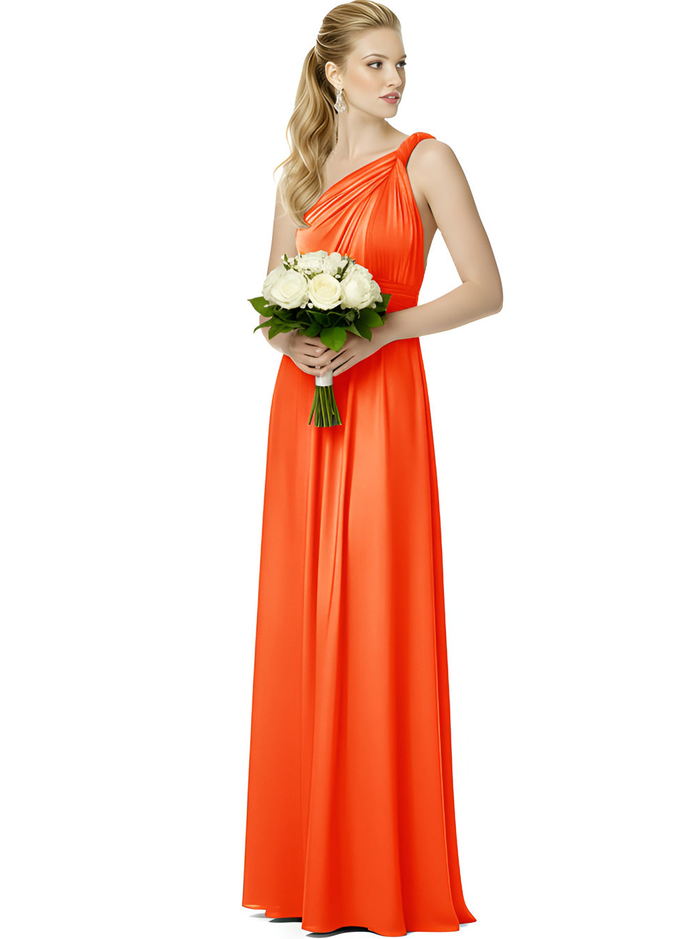 Infinity Bridesmaid Dress with Pockets - Convertible Maxi Wrap Gown, Multiway Formal Dress for Wedding & Plus Size-Orange