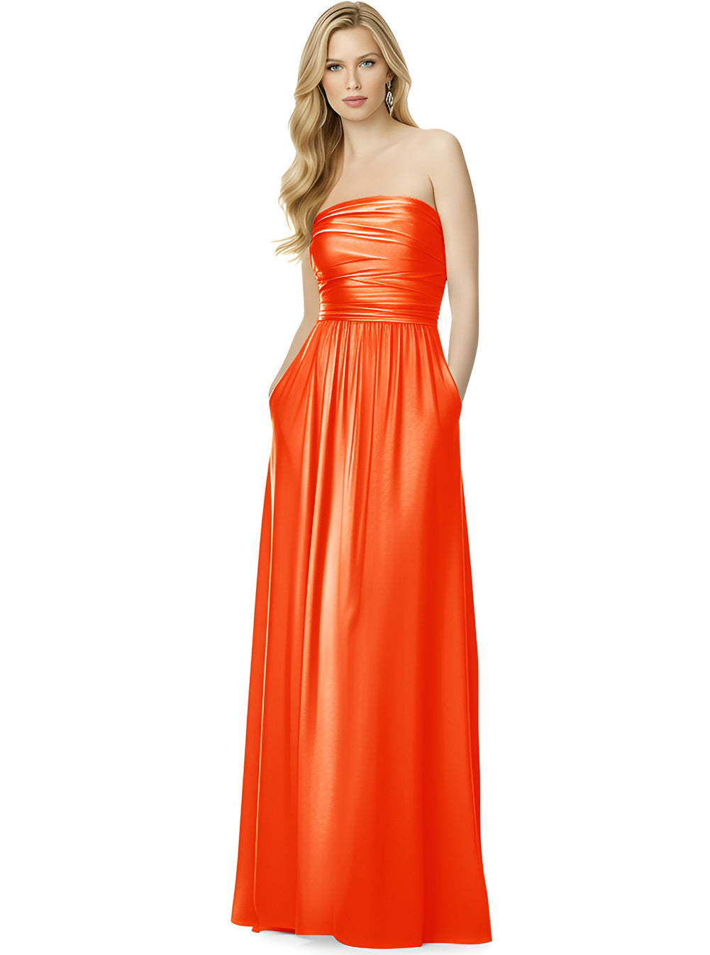 Infinity Bridesmaid Dress with Pockets - Convertible Maxi Wrap Gown, Multiway Formal Dress for Wedding & Plus Size-Orange