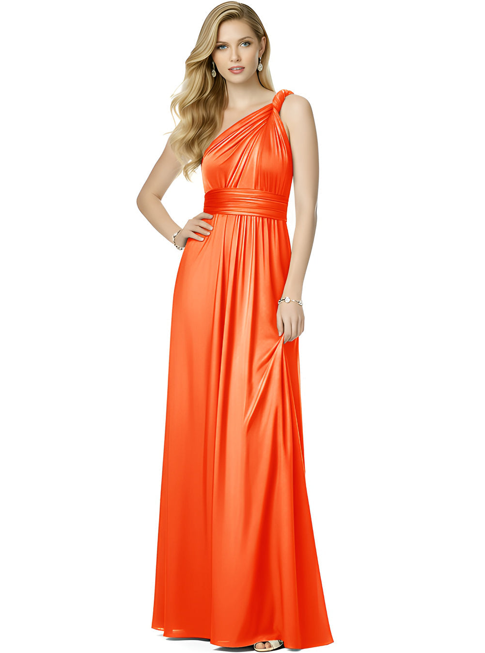 Infinity Bridesmaid Dress with Pockets - Convertible Maxi Wrap Gown, Multiway Formal Dress for Wedding & Plus Size-Orange