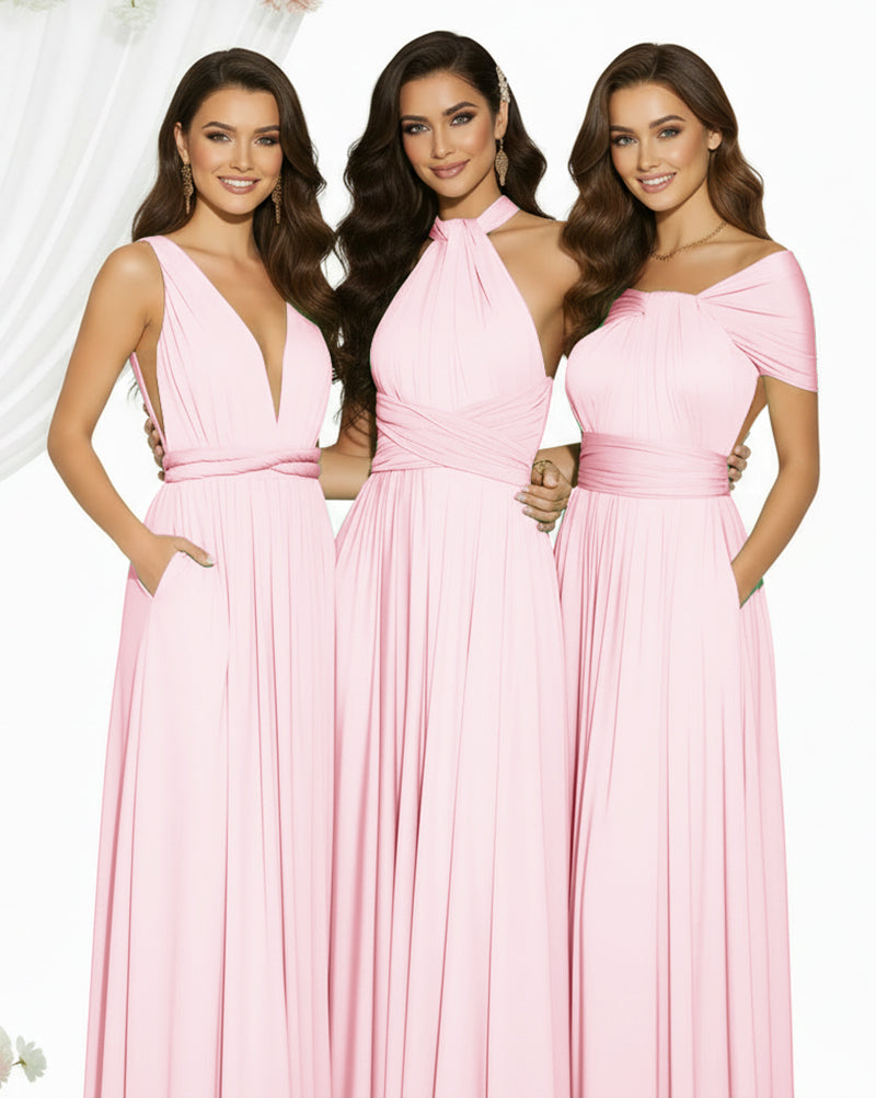 Multiway Maxi Infinity Dress With Pockets Regular Plus size Wedding Bridal Party Bridemaids Gownblushing pink 