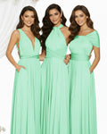 Multiway Maxi Infinity Dress With Pockets Regular Plus size Wedding Bridal Party Bridemaids Gownmint green 