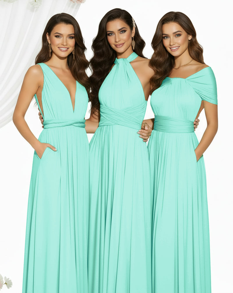 Multiway Maxi Infinity Dress With Pockets Regular Plus size Wedding Bridal Party Bridemaids Gownsage 