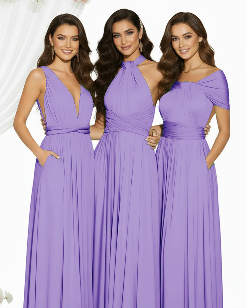 Multiway Maxi Infinity Dress With Pockets Regular Plus size Wedding Bridal Party Bridemaids Gown