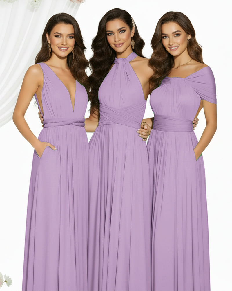 Multiway Maxi Infinity Dress With Pockets Regular Plus size Wedding Bridal Party Bridemaids Gownwisteria mauve 