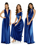 Versatile Wrap Velvet Convertible Infinity Maxi Dress for Bridesmaids and Wedding Guestsdark green 