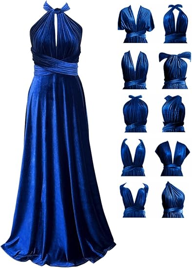 Versatile Wrap Velvet Convertible Infinity Maxi Dress for Bridesmaids and Wedding Guests