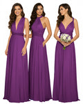 Multi-Way Maxi Infinity Dress With Pockets Regular Plus size Wedding Bridal Party Bridemaids Gowngrape 