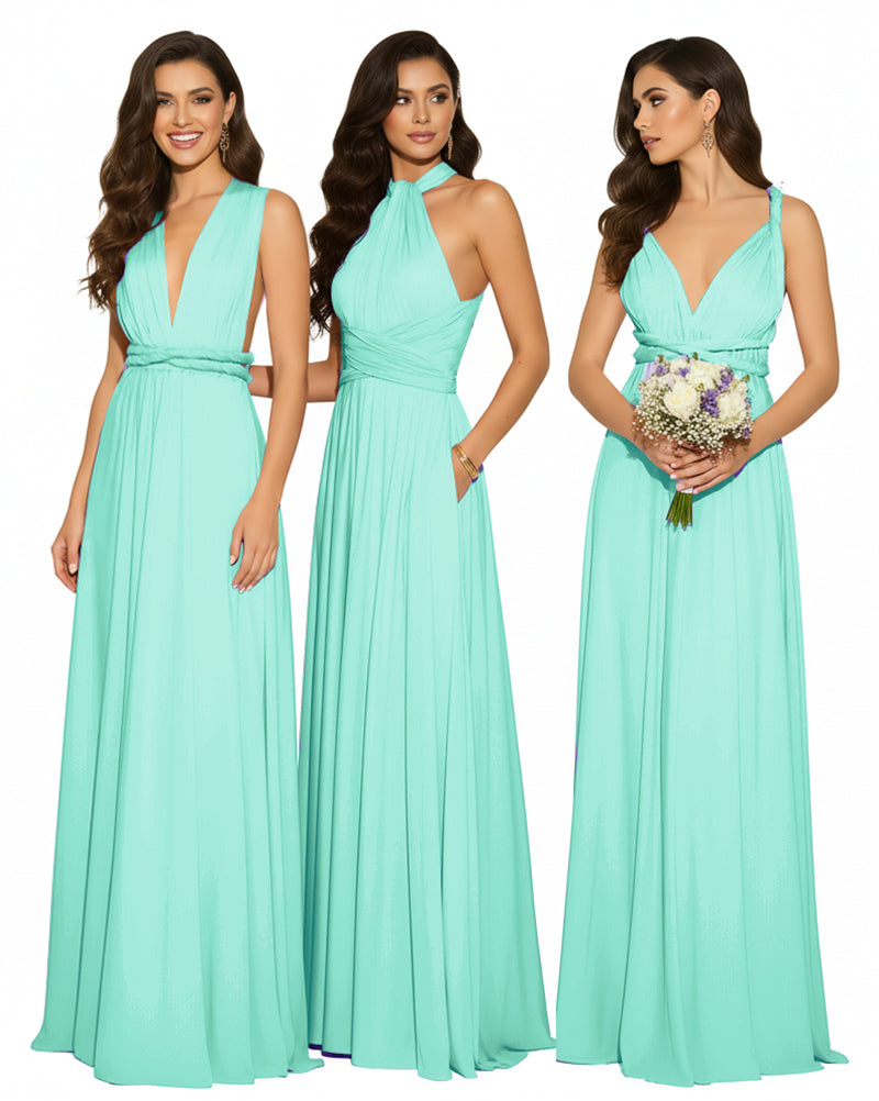 Multi-Way Maxi Infinity Dress With Pockets Regular Plus size Wedding Bridal Party Bridemaids Gownsage 