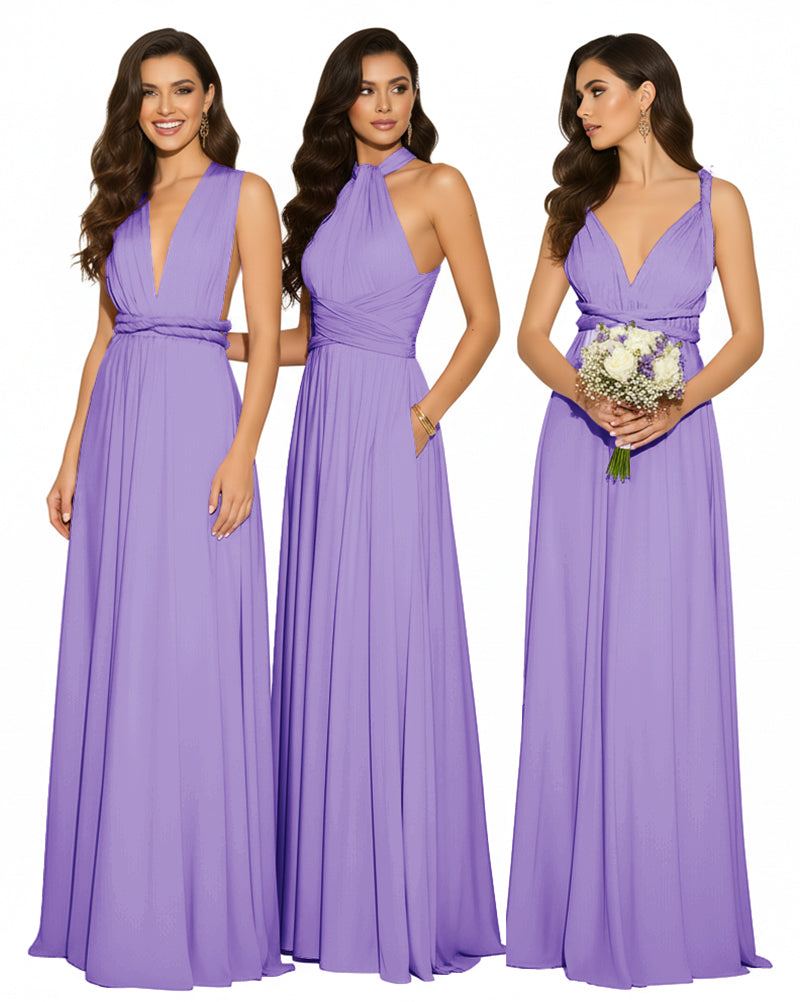 Multi-Way Maxi Infinity Dress With Pockets Regular Plus size Wedding Bridal Party Bridemaids Gown
