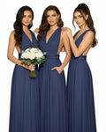 Multiway Convertible Wrap Infinity Dress with Pockets Regular Plus size Wedding Bridal Party Bridemaids Gowndark navy 