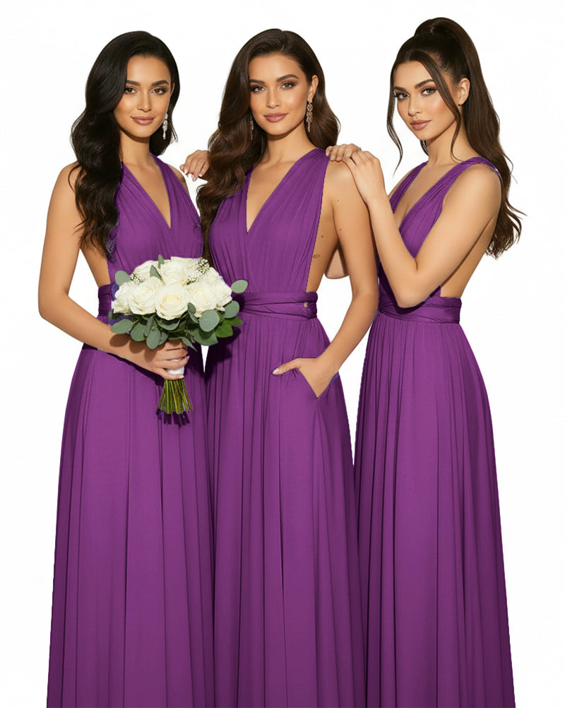 Multiway Convertible Wrap Infinity Dress with Pockets Regular Plus size Wedding Bridal Party Bridemaids Gowngrape 
