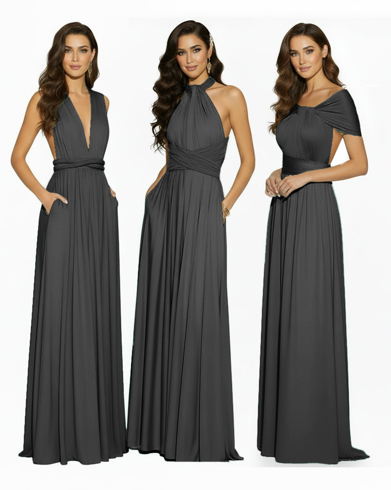 Convertible Infinity Dress Regular Plus size Wedding Bridal Party Bridemaids Gownblack 