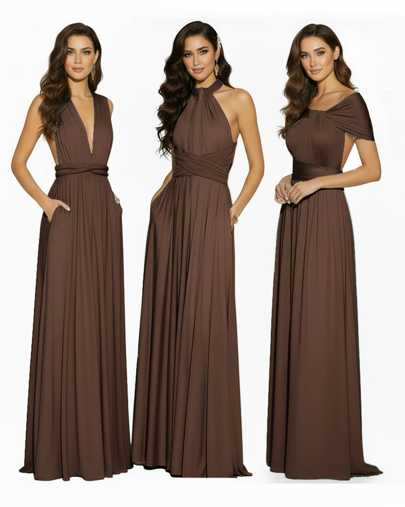 Convertible Infinity Dress Regular Plus size Wedding Bridal Party Bridemaids Gownbrown 