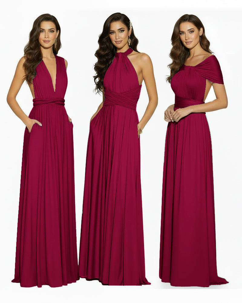 Convertible Infinity Dress Regular Plus size Wedding Bridal Party Bridemaids Gownburgundy 