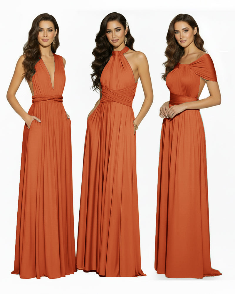 Convertible Infinity Dress Regular Plus size Wedding Bridal Party Bridemaids Gownburnt orange 