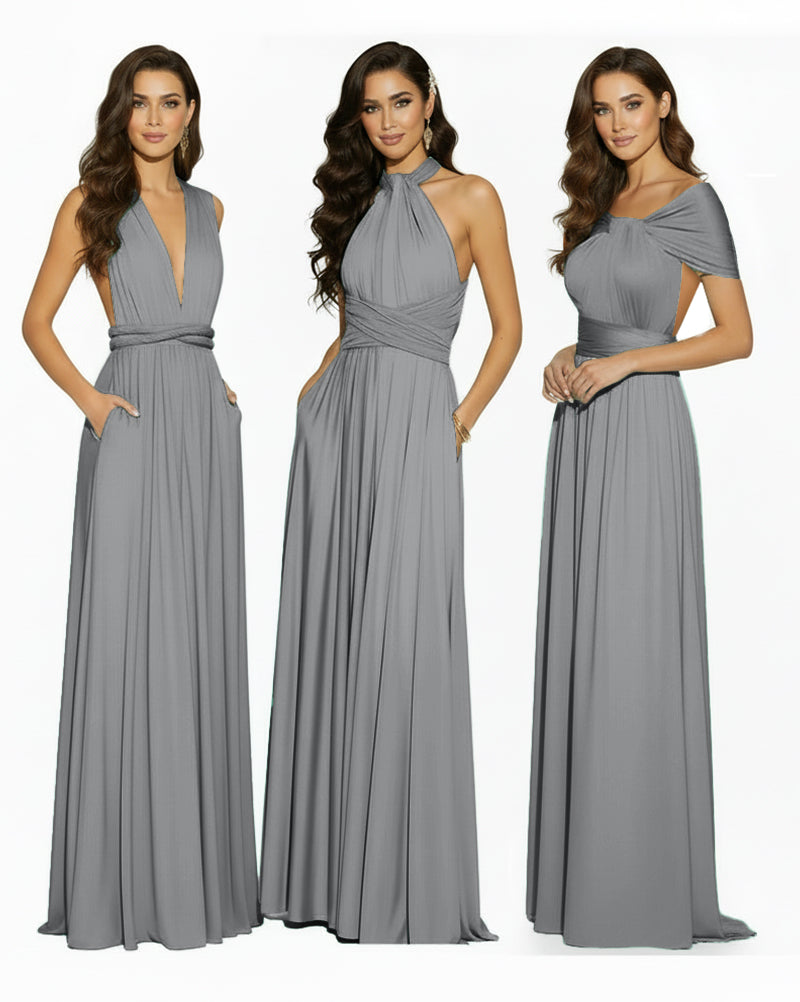 Convertible Infinity Dress Regular Plus size Wedding Bridal Party Bridemaids Gowncharcoal grey 
