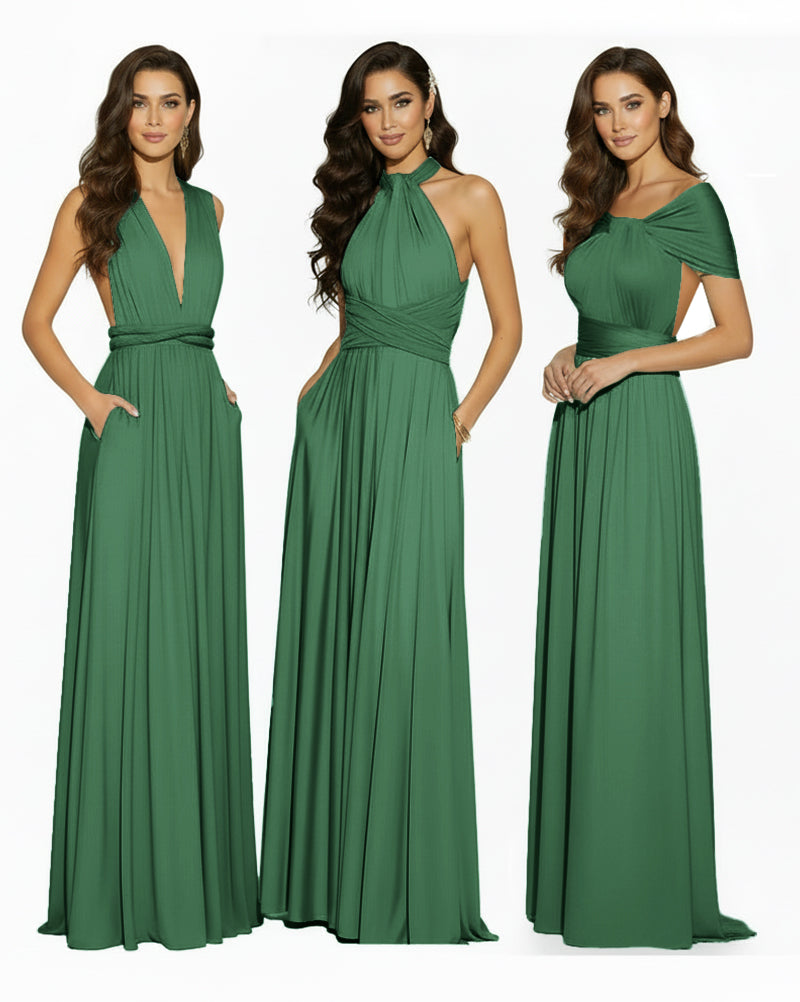 Convertible Infinity Dress Regular Plus size Wedding Bridal Party Bridemaids Gowndark green 