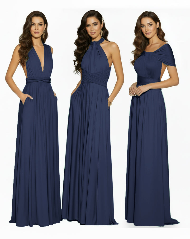 Convertible Infinity Dress Regular Plus size Wedding Bridal Party Bridemaids Gowndark navy 