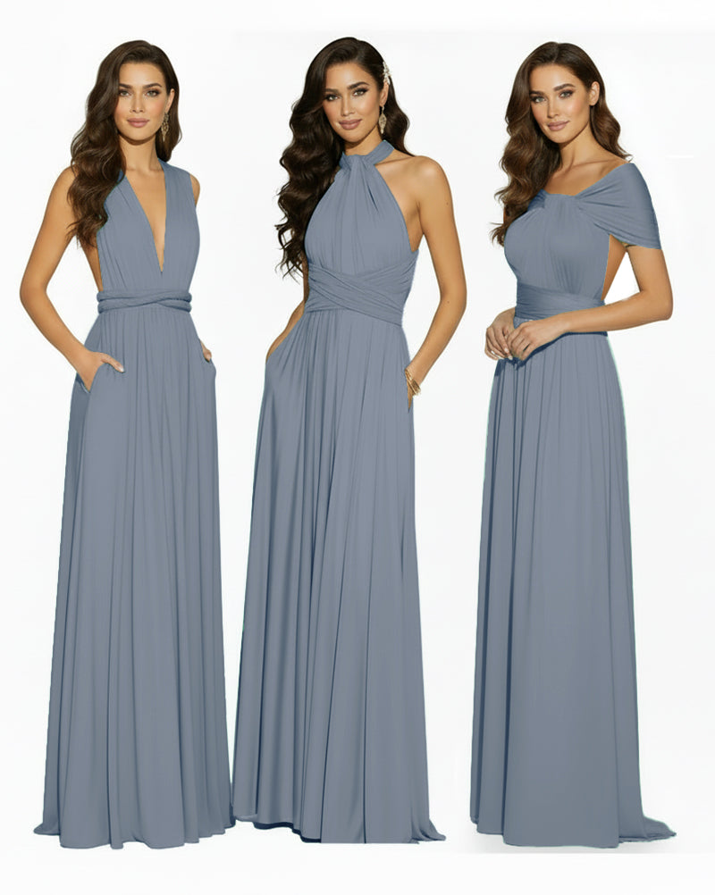 Convertible Infinity Dress Regular Plus size Wedding Bridal Party Bridemaids Gowndusty blue 