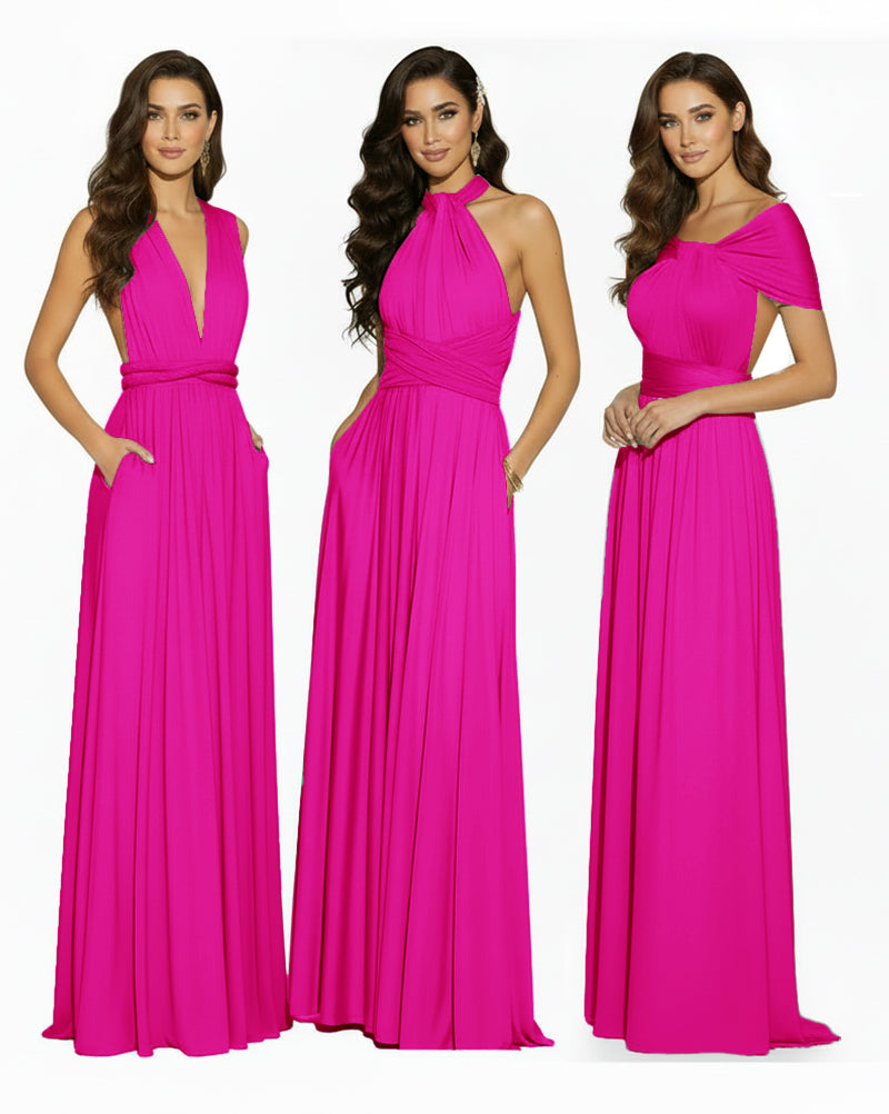 Convertible Infinity Dress Regular Plus size Wedding Bridal Party Bridemaids Gownfuchsia 