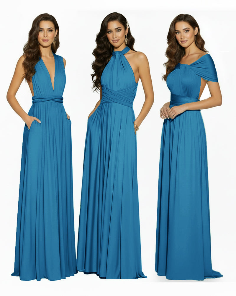 Convertible Infinity Dress Regular Plus size Wedding Bridal Party Bridemaids Gownpeacock blue 