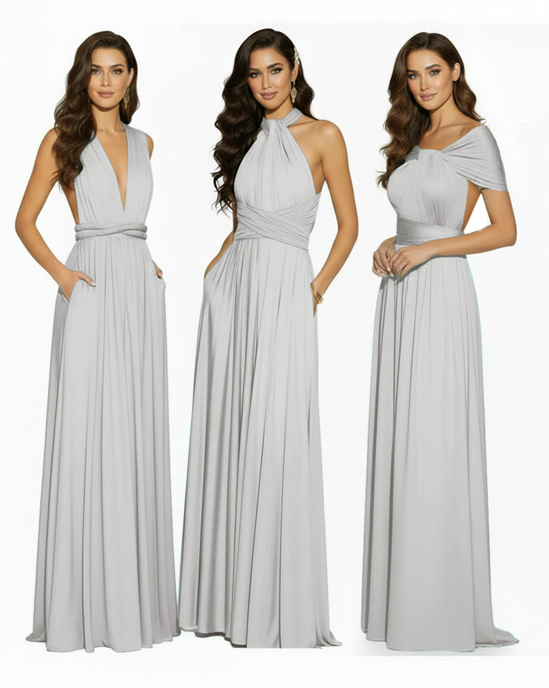 Convertible Infinity Dress Regular Plus size Wedding Bridal Party Bridemaids Gownsilver 