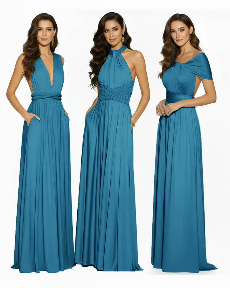 Convertible Infinity Dress Regular Plus size Wedding Bridal Party Bridemaids Gownteal blue 