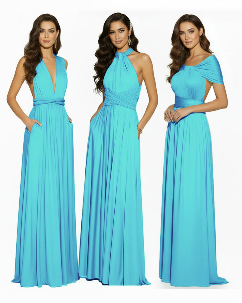 Convertible Infinity Dress Regular Plus size Wedding Bridal Party Bridemaids Gownturquoise blue 