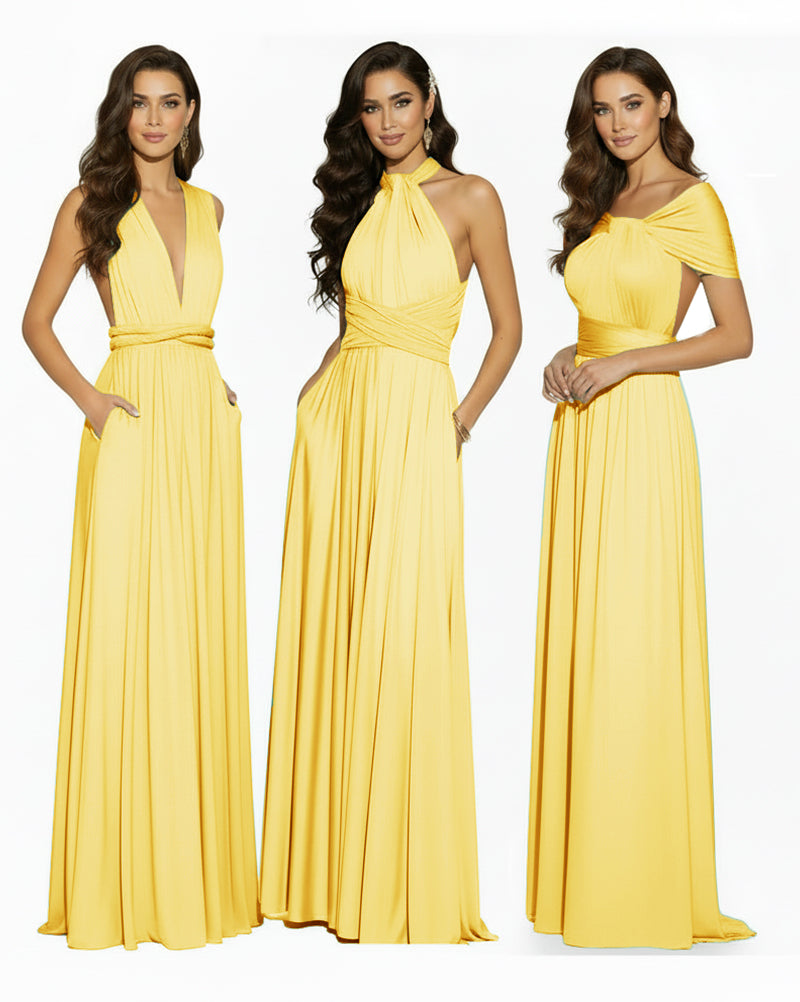 Convertible Infinity Dress Regular Plus size Wedding Bridal Party Bridemaids Gownyellow 