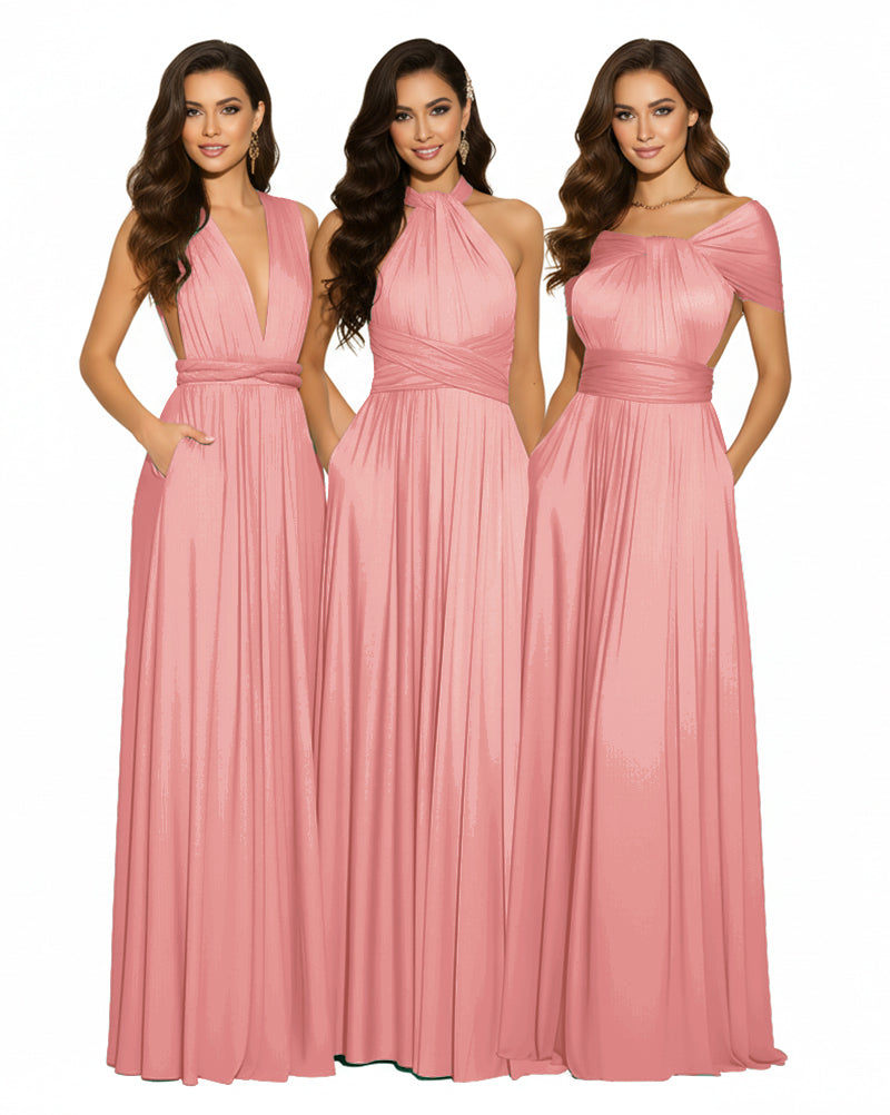 Multiway Maxi Design Convertible Infinity Multiway Dress with Pockets Convertible Infinity Dress Regular Plus size Wedding Bridal Party Bridemaids Gownblushing pink 