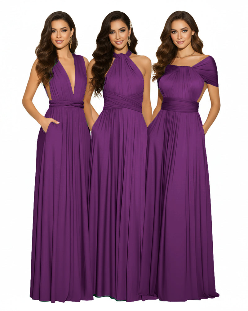 Multiway Maxi Design Convertible Infinity Multiway Dress with Pockets Convertible Infinity Dress Regular Plus size Wedding Bridal Party Bridemaids Gowngrape 