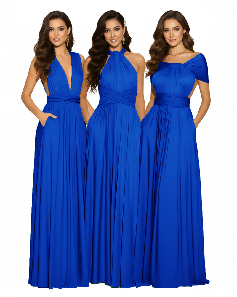 Multiway Maxi Design Convertible Infinity Multiway Dress with Pockets Convertible Infinity Dress Regular Plus size Wedding Bridal Party Bridemaids Gownroyal blue 
