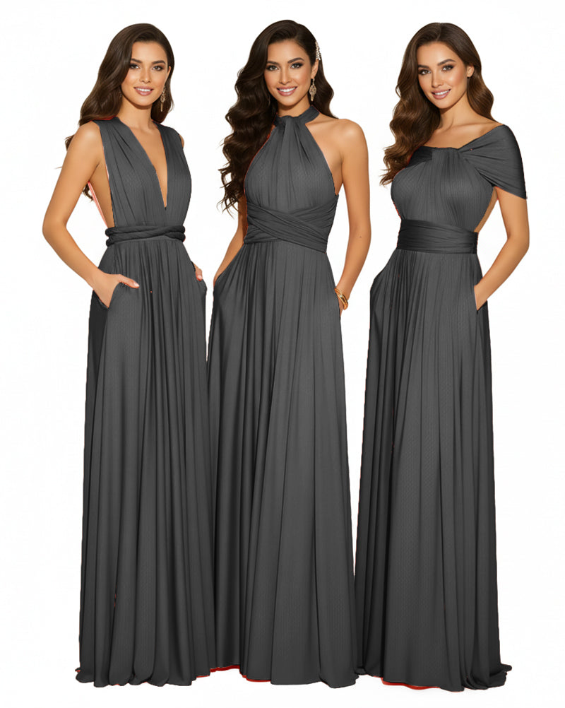 Convertible Infinity Wrap Dress with Pockets Multiway Convertible Infinity Dress Regular Plus size Wedding Bridal Party Bridemaids Gown black 